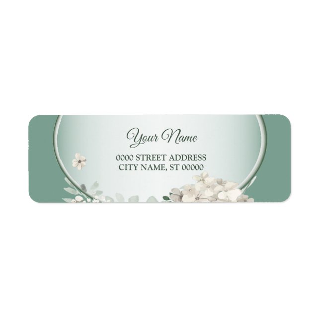 Floral Green Geometric Wedding Return Address (Devant)