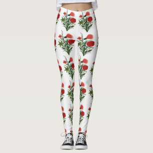 Floral Green Leaf  Leggings