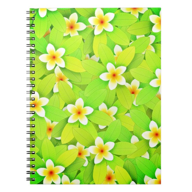 Floral Green Leaves Yellow Flowers Pattern-61717 Notebook (Front)