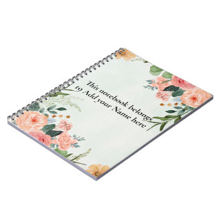 floral green notebook