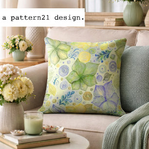 floral green pattern throw pillow