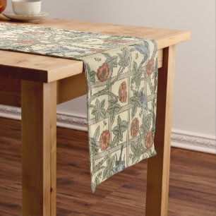 Floral Green Pink Vintage William Morris Trellis Short Table Runner