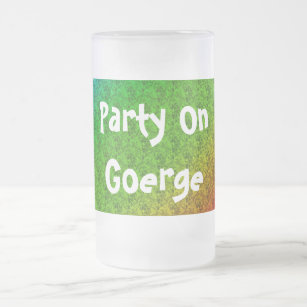 Floral Green Red Rainbow Gradient Diagonal Blend Frosted Glass Beer Mug