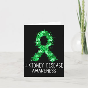Floral Green Ribbon Gifts Kidney Disease Awareness Card