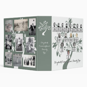 Floral Green Silhouette Family Tree Photos  Binder