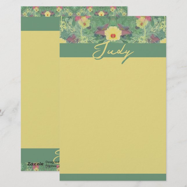 Floral Green  Stationery (Front/Back)