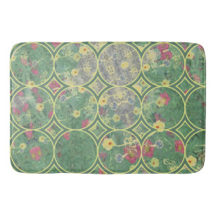 Floral Green Tile  Bath Mat