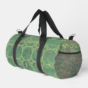 Floral Green Tile  Duffle Bag