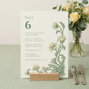 Floral green vintage style Table Seating chart Invitation