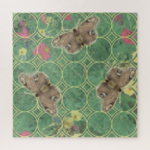 Floral Green w/Butterflies Jigsaw Puzzle