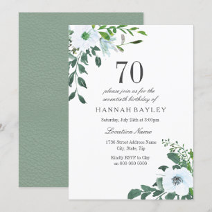 Floral Greenery 70th Birthday Party Invitation