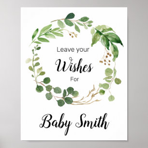 Floral Greenery  Baby Shower Wishes for Baby Sign