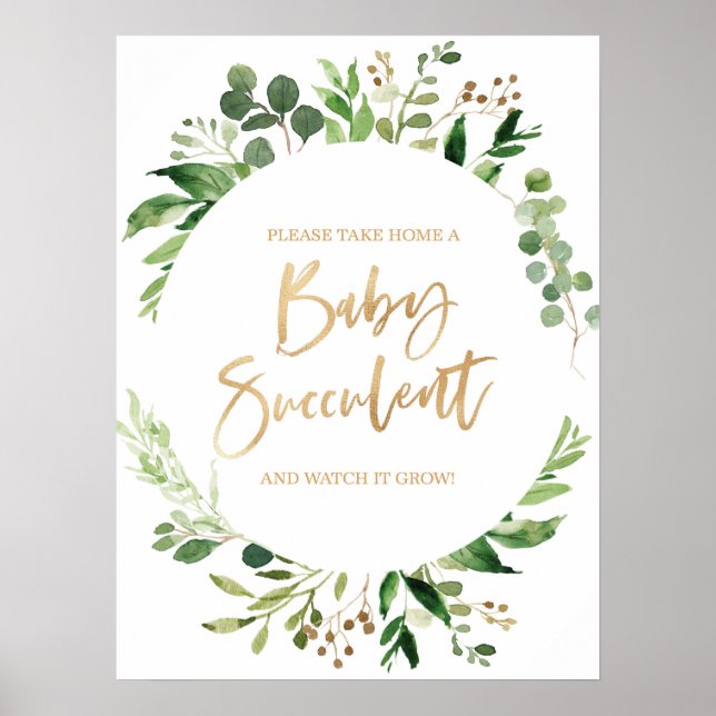Floral Greenery Baby Succulent Baby shower sign (Front)