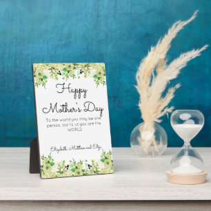 Floral Greenery Border Happy Mother's Day  Plaque