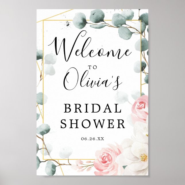 Floral Greenery Bridal Shower Welcome Sign (Front)