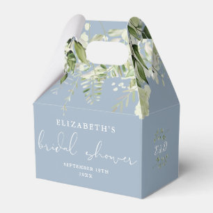 Floral Greenery Dusty Blue Bridal Shower Favor Box