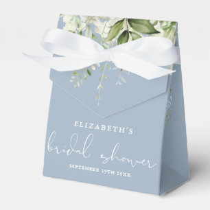 Floral Greenery Dusty Blue Bridal Shower Favor Box