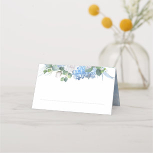 Floral Greenery Elegant Dusty Blue Wedding Place Card