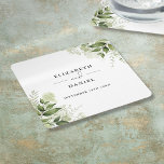 Floral Greenery Elegant Modern Wedding Square Paper Coaster<br><div class="desc">Elegant floral greenery wedding coasters personalized with your names and special wedding date. Designed by Thisisnotme©</div>
