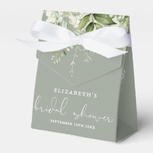Floral Greenery Elegant Sage Green Bridal Shower Favor Box