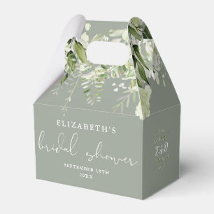 Floral Greenery Elegant Sage Green Bridal Shower Favor Box