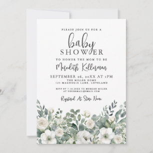 Floral Greenery Eucalyptus Baby Shower Invitation