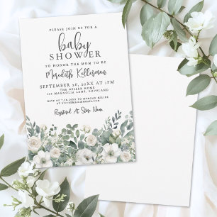Floral Greenery Eucalyptus Baby Shower Invitation