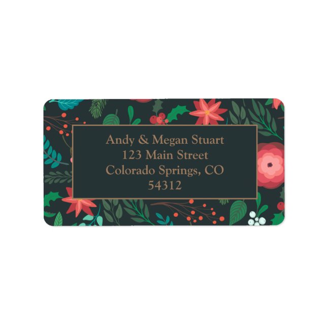 Floral Greenery Holiday Return Address Label (Front)