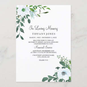 Floral Greenery In loving memory memorial service Program