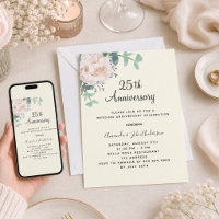 Floral greenery ivory 25th wedding anniversary