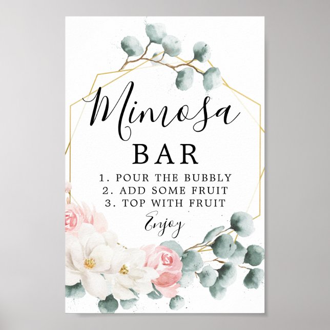 Floral Greenery Mimosa Bar Sign (Front)