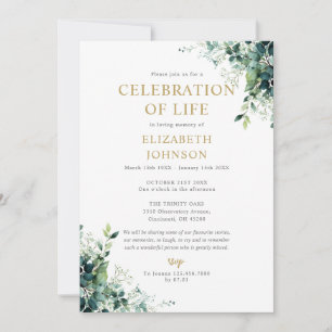 Floral Greenery Monogram Celebration of Life Invitation