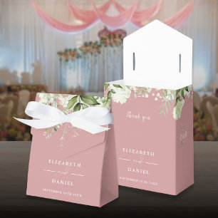 Floral Greenery Monogram Dusty Rose Wedding Favor Box
