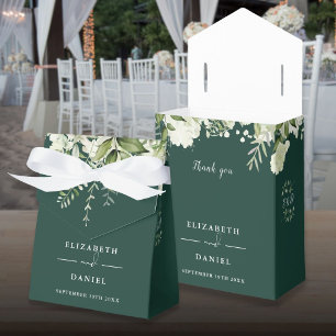 Floral Greenery Monogram Emerald Wedding Favor Box