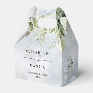 Floral Greenery Monogram Winter Wedding Favor Box