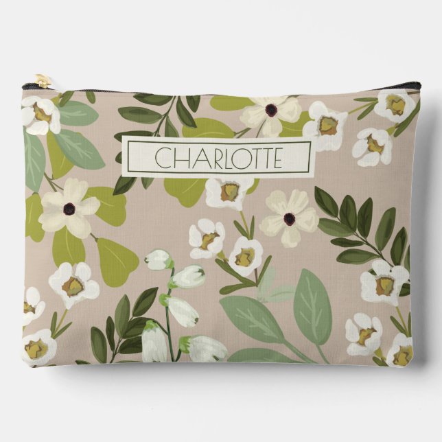 Floral Greenery Patterns Modern Accessory Pouch (Front)