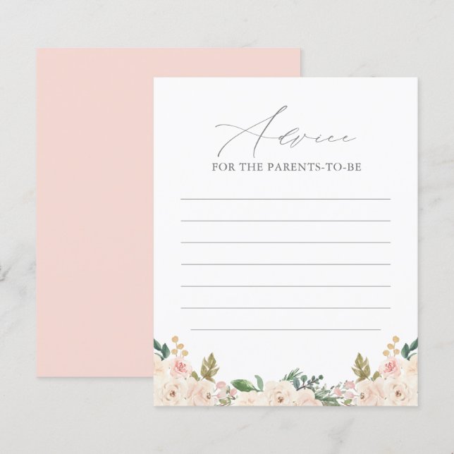 Floral Greenery Pumpkin Baby Shower Advice Card (Front/Back)