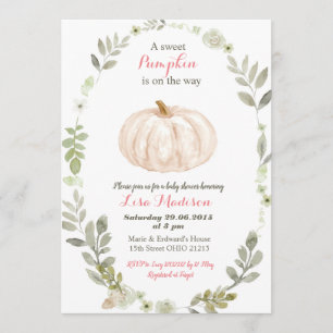 Floral Greenery Pumpkin baby shower Invitation