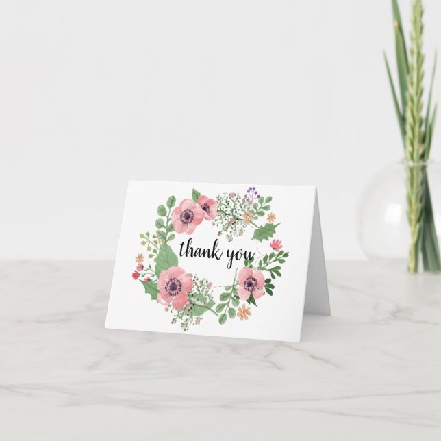 Floral Greenery Thank You Cards (Front)