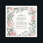 Floral Greenery Vintage Rustic Wedding Napkins<br><div class="desc">Floral Greenery Vintage Rustic Wedding Napkins - features a watercolor design of blush pink flowers and greenery. This design also features modern and elegant fonts for the text layout.</div>