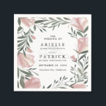 Floral Greenery Vintage Rustic Wedding Napkins<br><div class="desc">Floral Greenery Vintage Rustic Wedding Napkins - features a watercolor design of blush pink flowers and greenery. This design also features modern and elegant fonts for the text layout.</div>
