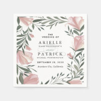 Floral Greenery Vintage Rustic Wedding Napkins