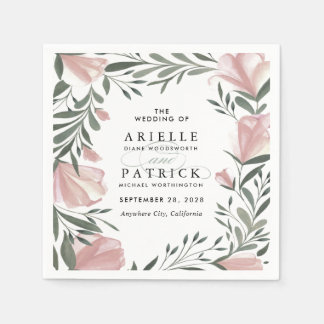 Floral Greenery Vintage Rustic Wedding Napkins