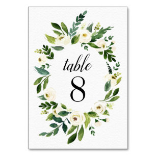 Floral Greenery Vintage Wedding Table Numéro Carte
