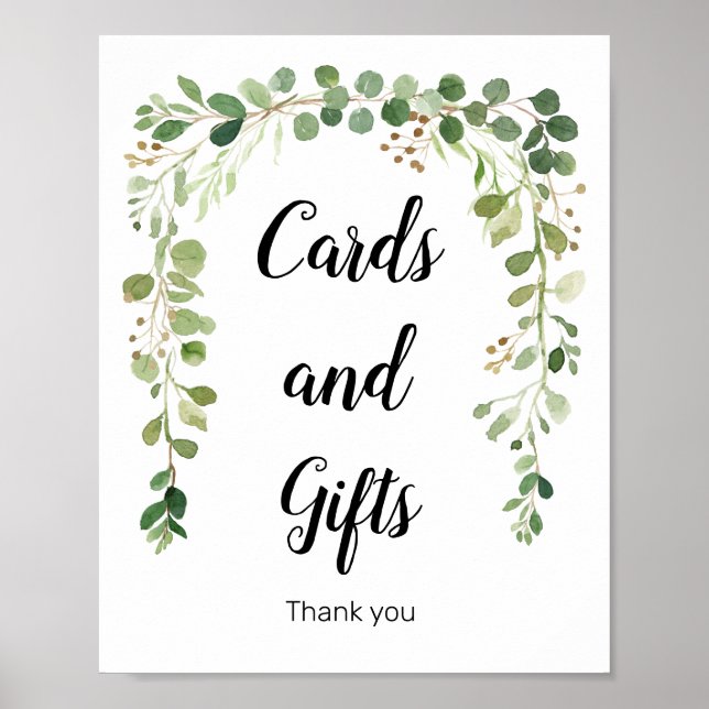 Floral Greenery Watercolor Cards and Gifts Sign (Front)