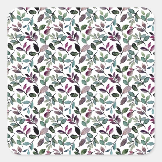 Floral Greenery Watercolor Pattern Occasion  Square Sticker (Front)