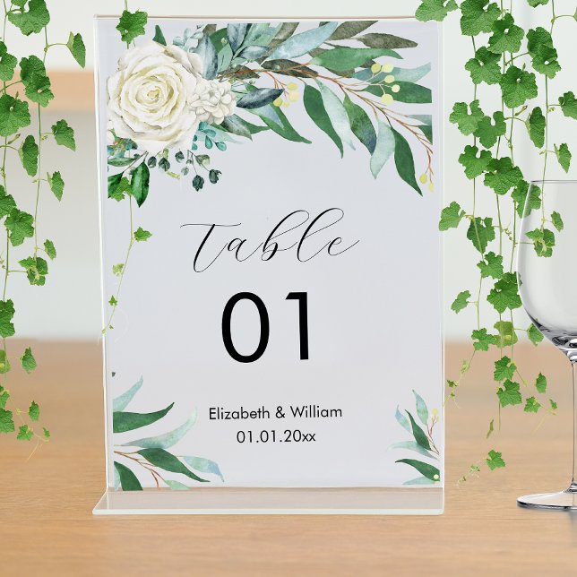 Floral Greenery Wedding Event Business Table Number (Creator Uploaded)