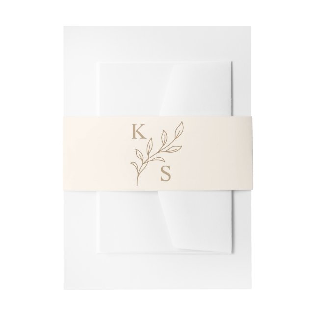 Floral Greenery Wedding Monogram Minimalist Invitation Belly Band (Front Example)