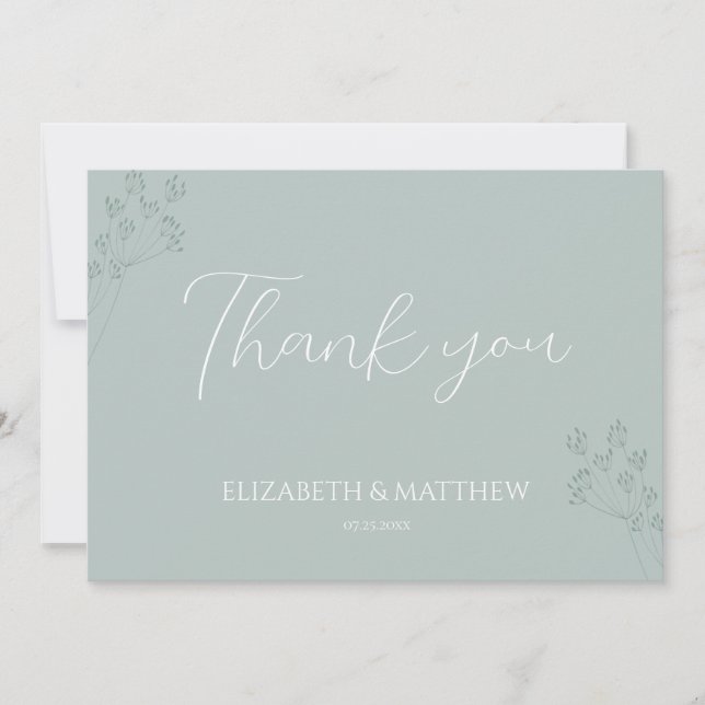 Floral Greenery Wedding Thank You Card (Front)