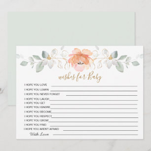 Floral, greenery Wishes for Baby Shower Game Invitation
